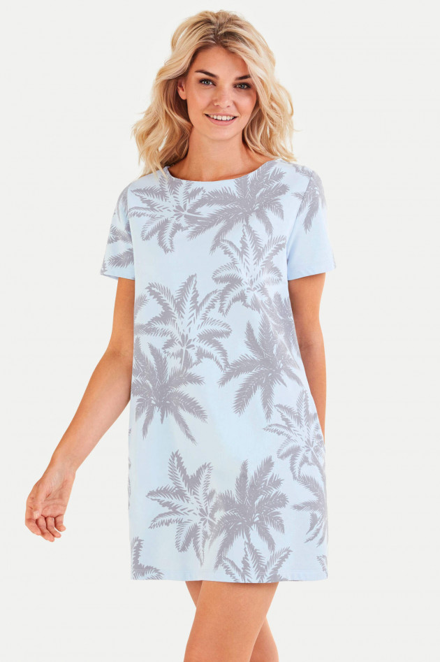 Juvia Jerseykleid mit Palmen-Print in Hellblau