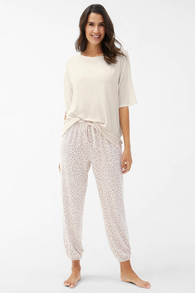 Juvia Nightwear-Hose im Leo-Design in Creme/Lila