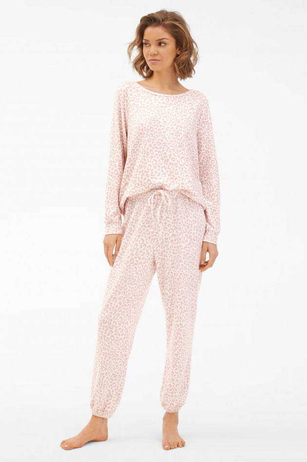 Juvia  Viskose-Jersey Nightwear Hose in Rosé gemustert