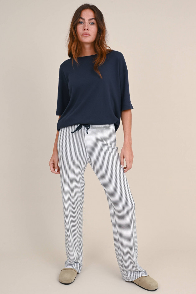 Juvia Modal-Jersey Hose in Weiß/Navy gestreift
