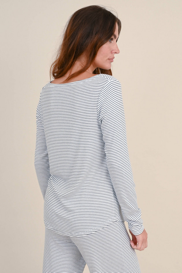 Juvia Langarm Shirt in Weiß/Navy gestreift