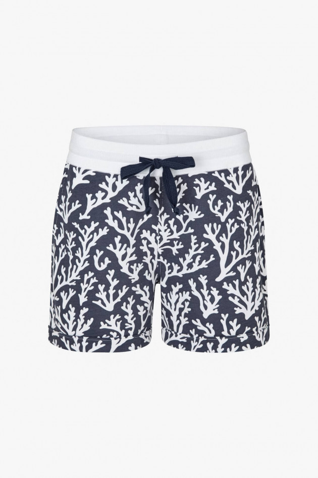 Juvia Shorts im Korallen-Design in Navy/Weiß