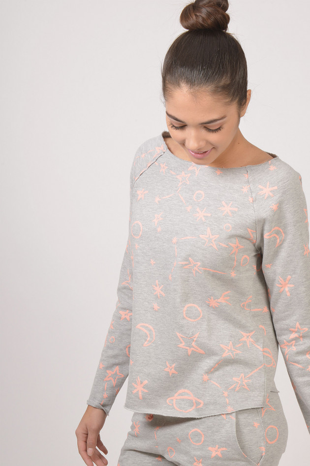 Juvia Sweatshirt mit Planeten - Print in Grau/Lachs