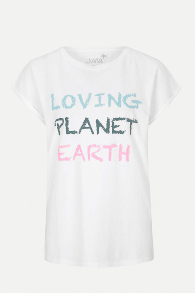 Juvia T-Shirt LOVING PLANET EARTH in Weiß