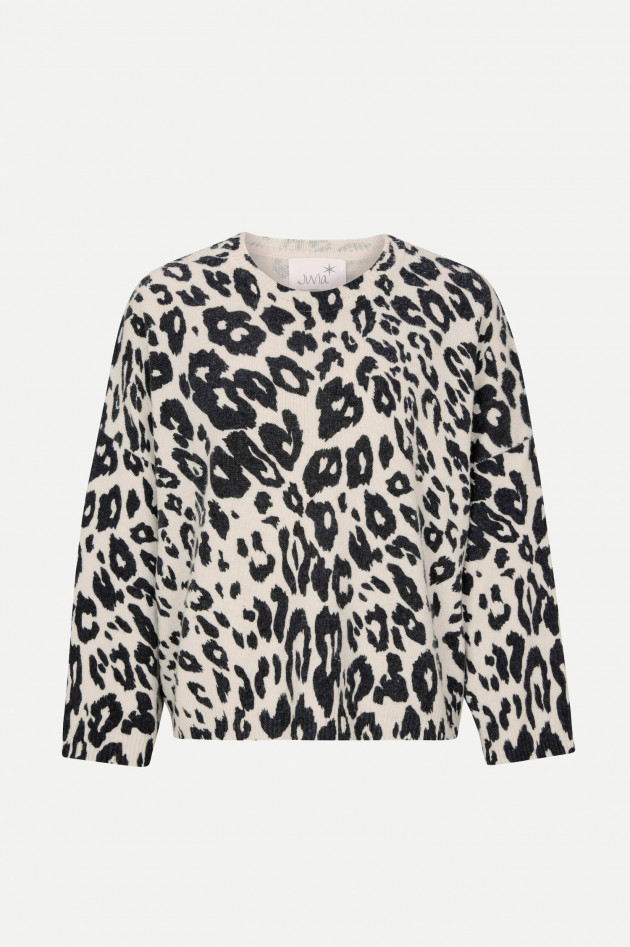 Juvia Strickpullover mit Animal-Print in Weiß/Schwarz