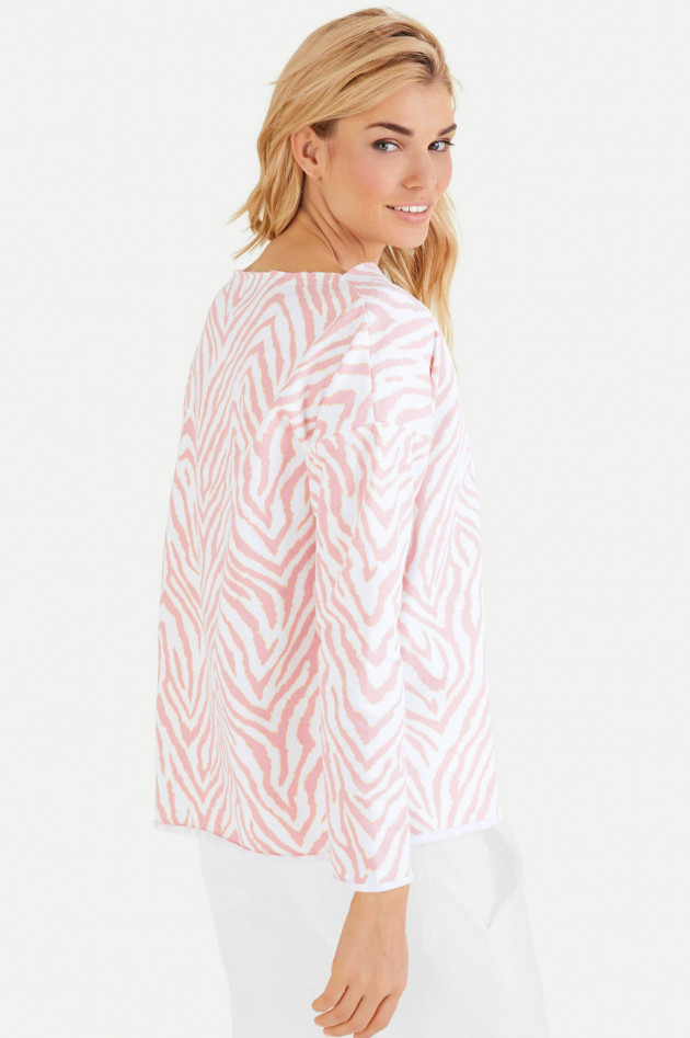 Juvia Oversized Zebra-Sweater in Weiß/Rosa