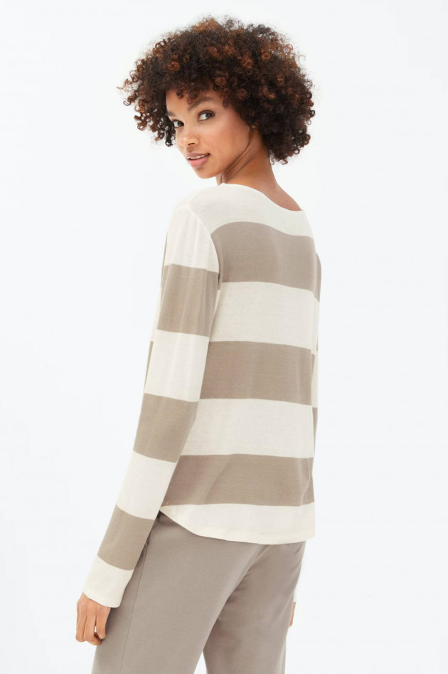 Juvia Gestreiftes aus Cashmere-Mix Shirt in Creme/Taupe