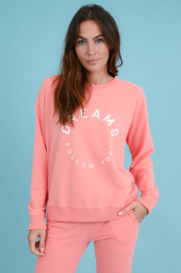 Juvia Sweater mit Schriftzug in Koralle