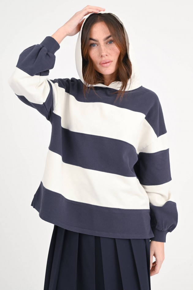 Juvia Gestreifter Hoddy in Navy/Creme