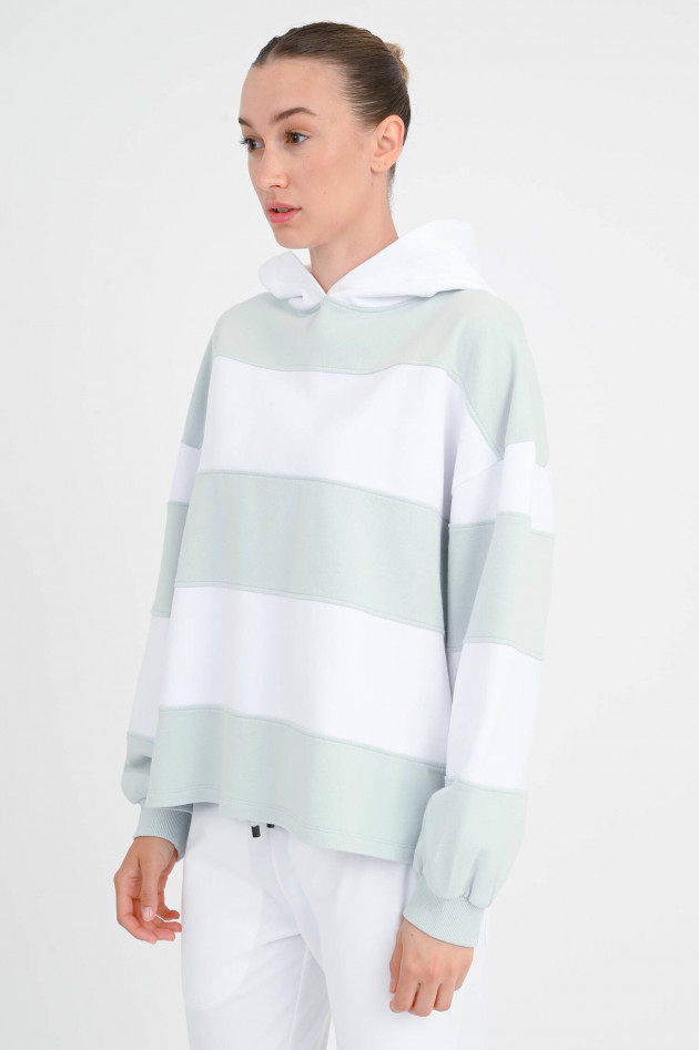 Juvia Gestreifter Hoodie CAREN in Dusty Aqua/Weiß