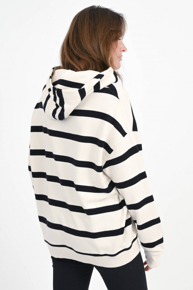 Juvia Gestreifter Kapuzenpullover in Schwarz/Creme