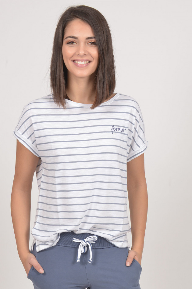 Juvia T - Shirt in Blau/Weiß gestreift