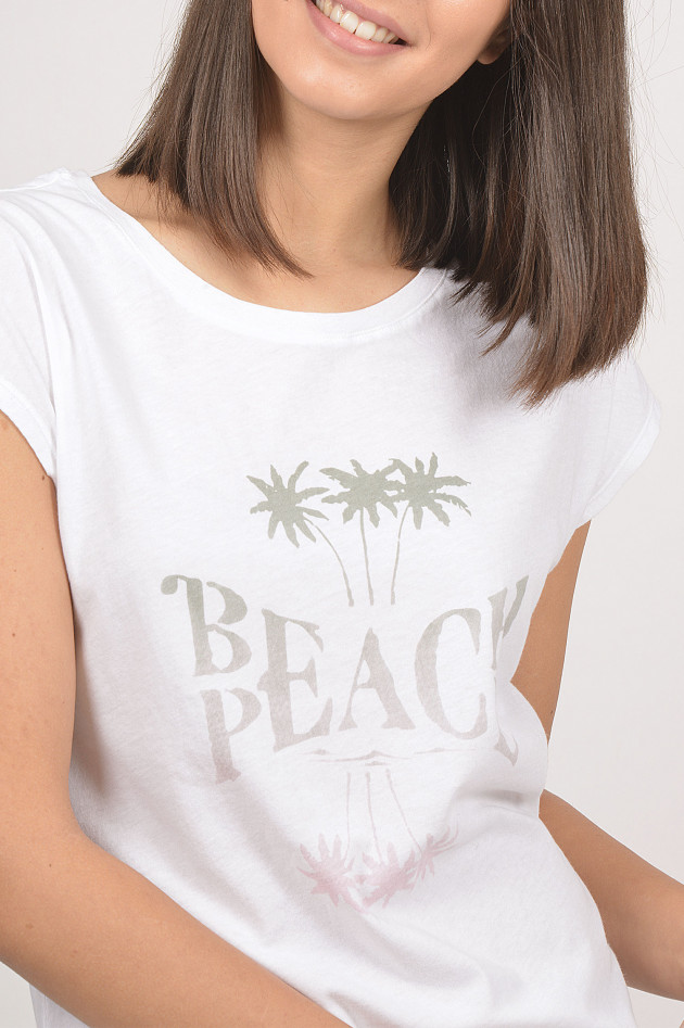 Juvia T-Shirt BEACH in Weiß/Grün