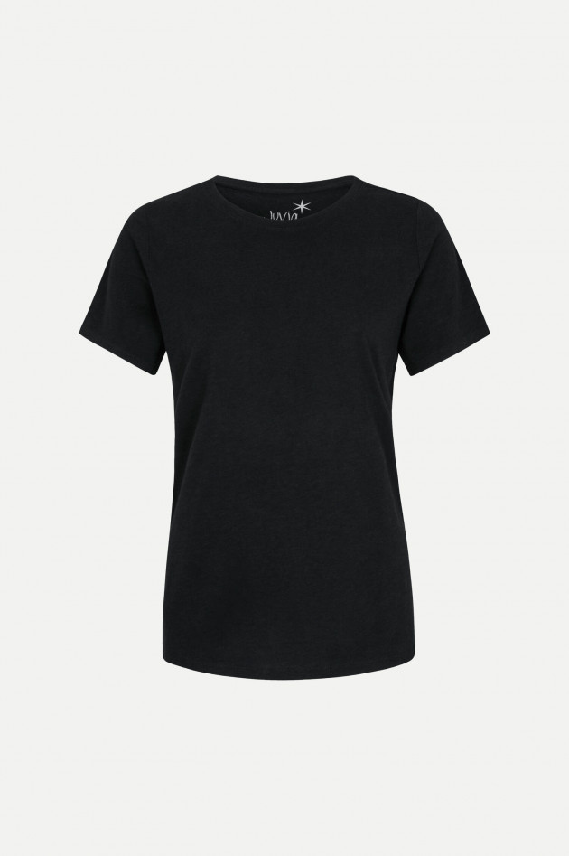 Juvia T-Shirt aus Baumwoll-Viskose-Mix in Schwarz