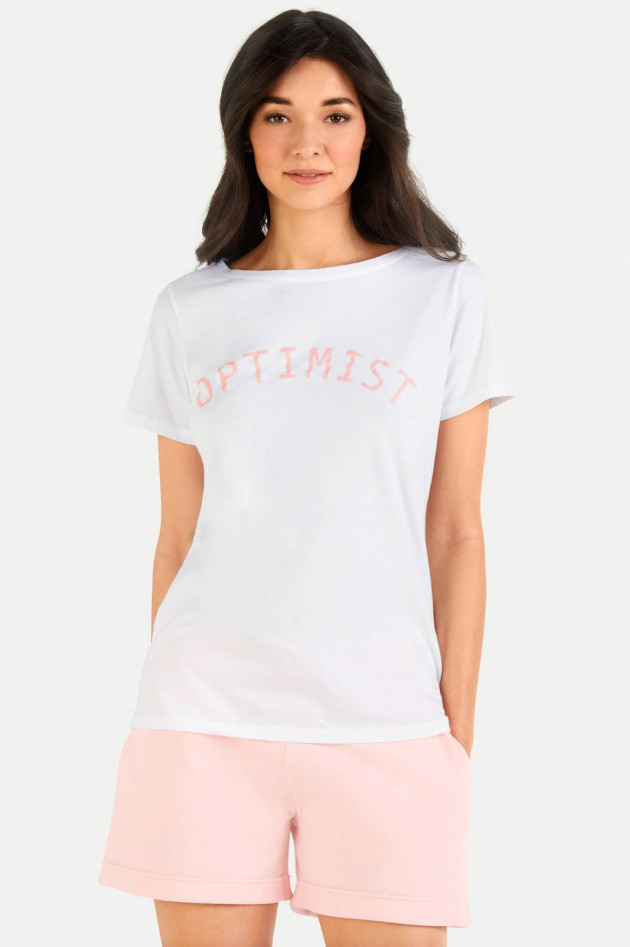 Juvia T-Shirt OPTIMIST in Weiß/Rosa