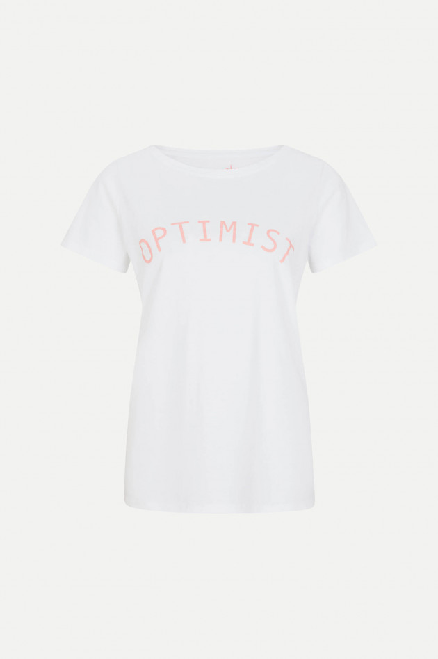 Juvia T-Shirt OPTIMIST in Weiß/Rosa