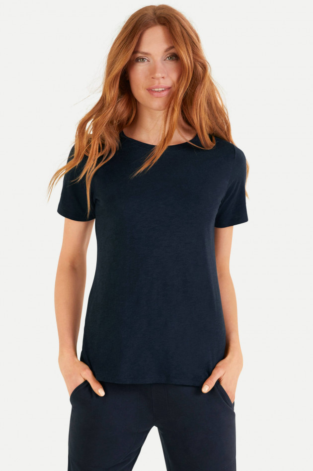 Juvia T-Shirt aus Baumwoll-Viskose-Mix in Navy