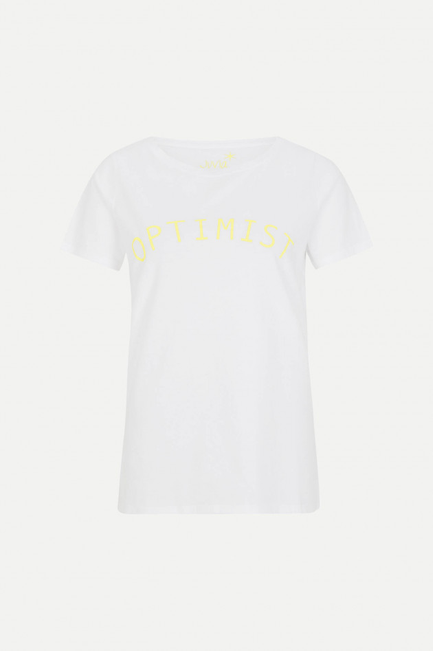 Juvia T-Shirt OPTIMIST in Weiß/Gelb