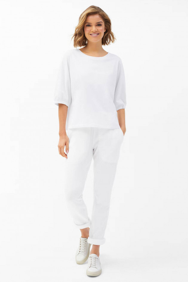 Juvia Kurzarm Shirt mit Gummizug in Weiß