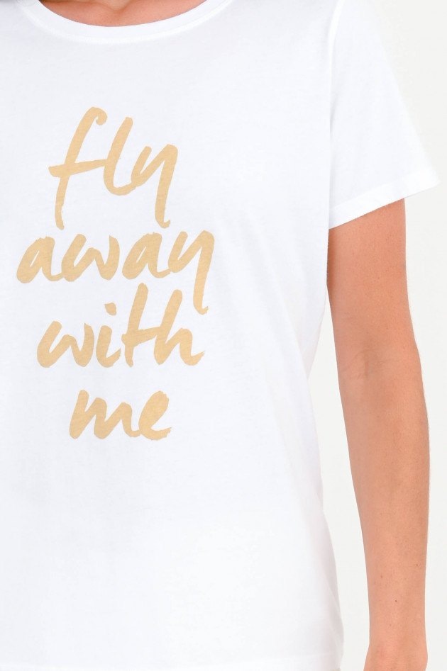 Juvia T-Shirt mit Schriftzug in Weiß/Ocker