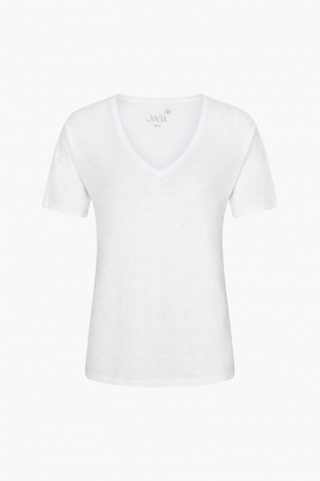 Juvia T-Shirt mit V-Ausschnitt in Weiß meliert