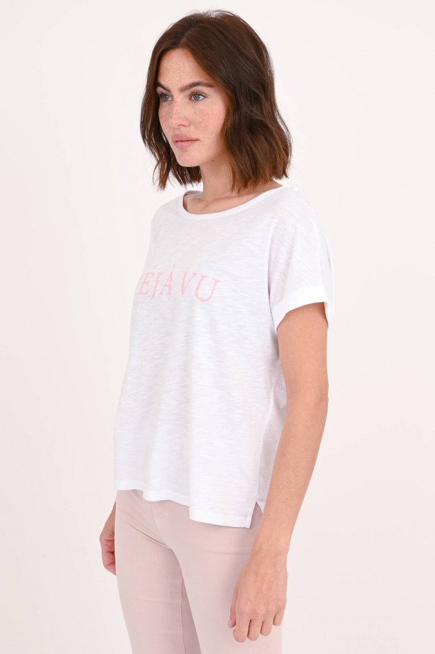 Juvia T-Shirt mit Aufruck in Weiß/Rosa