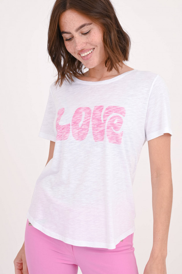 Juvia T-Shirt aus Baumwoll-Mix in Weiß/Pink