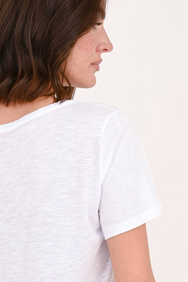 Juvia T-Shirt aus Baumwoll-Mix in Weiß/Pink
