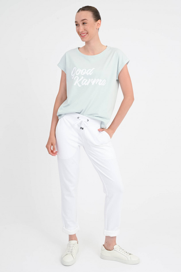 Juvia Shirt LENA mit Good-Karma-Print in Dusty Aqua