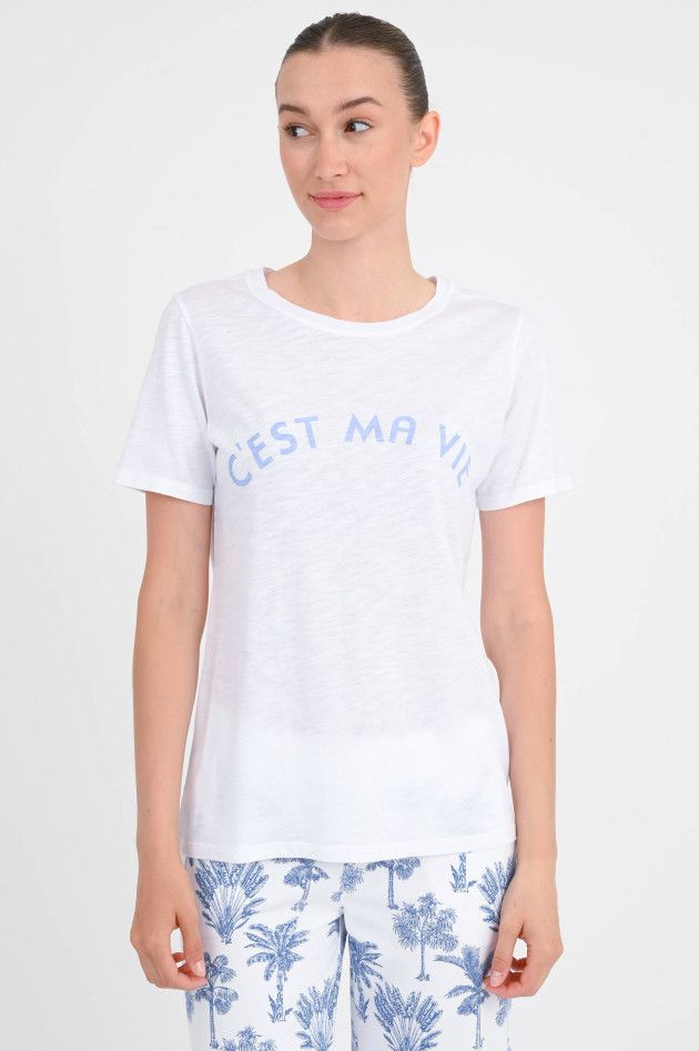 Juvia T-Shirt mit C'EST MA VIE-Print in Weiß