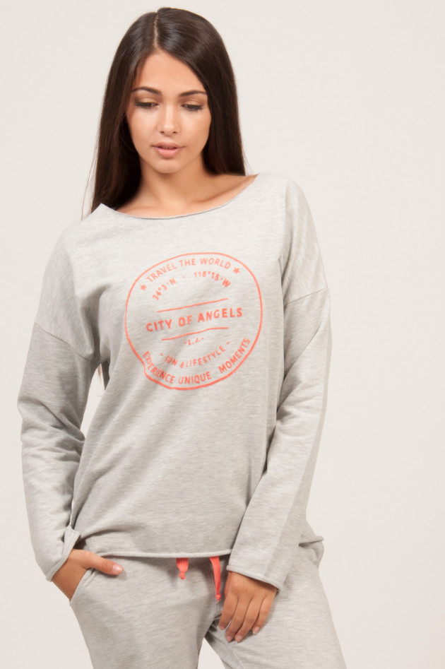 Juvia Sweatshirt mit Flockprint in Grau