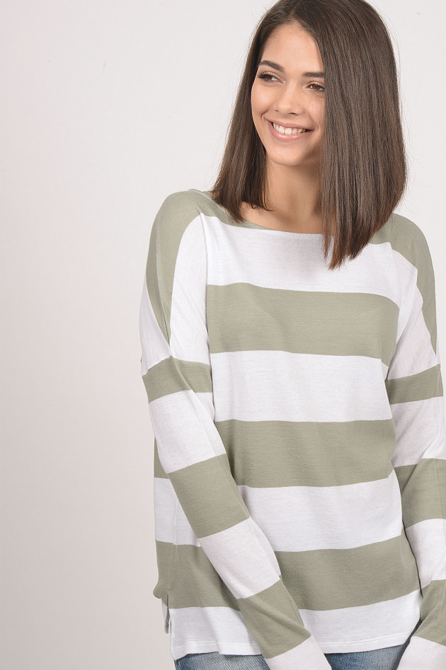 Juvia Sweatshirt mit Blockstreifen in Grün/Weiß