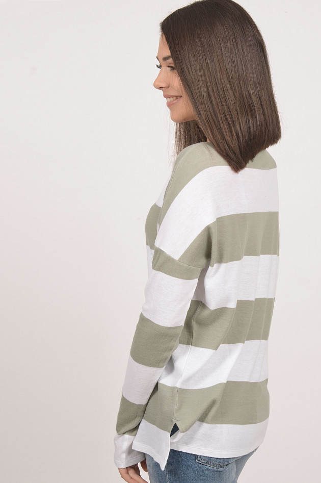 Juvia Sweatshirt mit Blockstreifen in Grün/Weiß