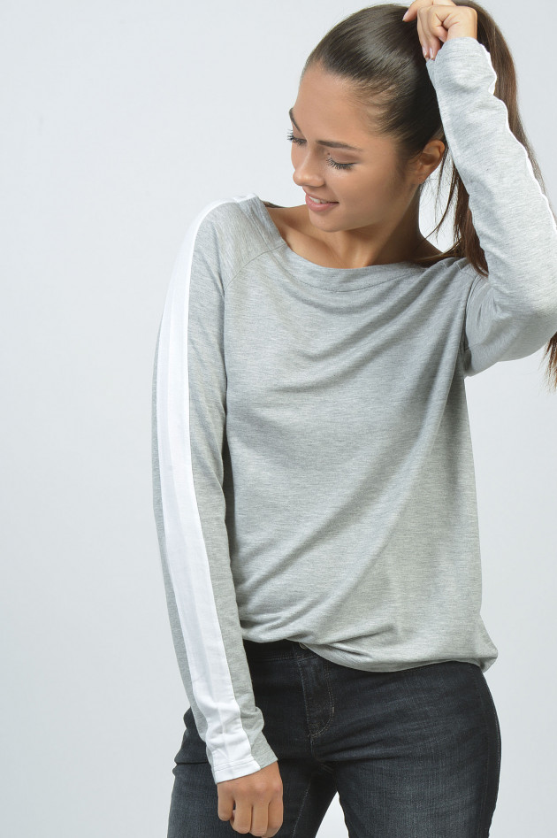 Juvia Sweatshirt mit Streifendetail in Grau/Weiß