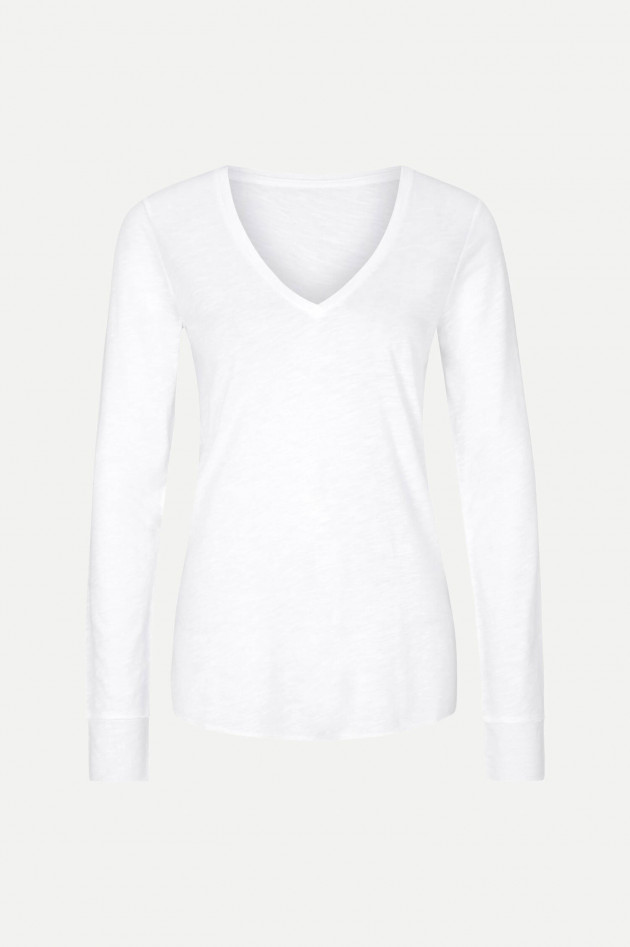 Juvia Longsleeve mit V-Ausschnitt in Weiß
