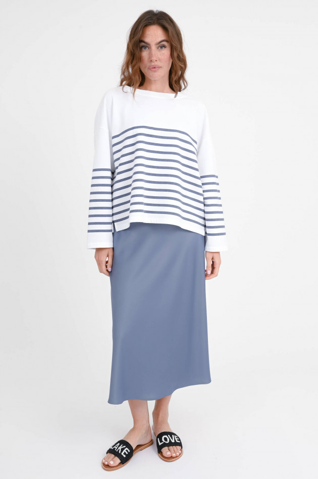 Juvia Gestreiftes Sweatshirt ALISON in Graublau/Weiß