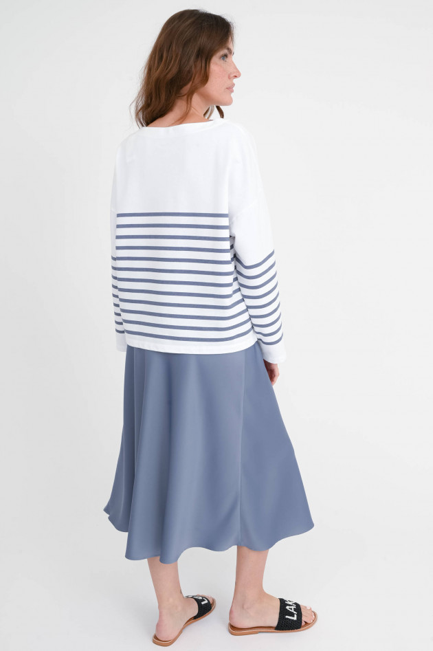 Juvia Gestreiftes Sweatshirt ALISON in Graublau/Weiß
