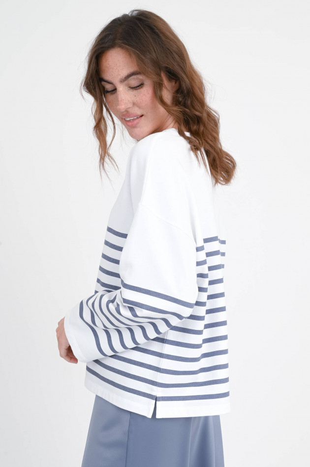 Juvia Gestreiftes Sweatshirt ALISON in Graublau/Weiß