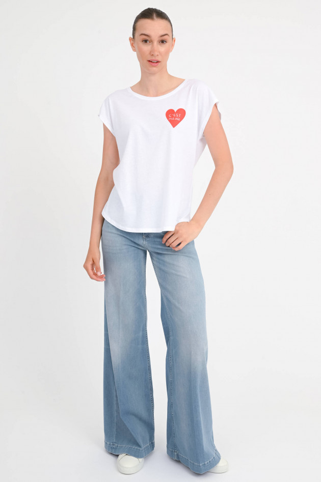Juvia T-Shirt SARA mit Herz-Print in Weiß/Rot