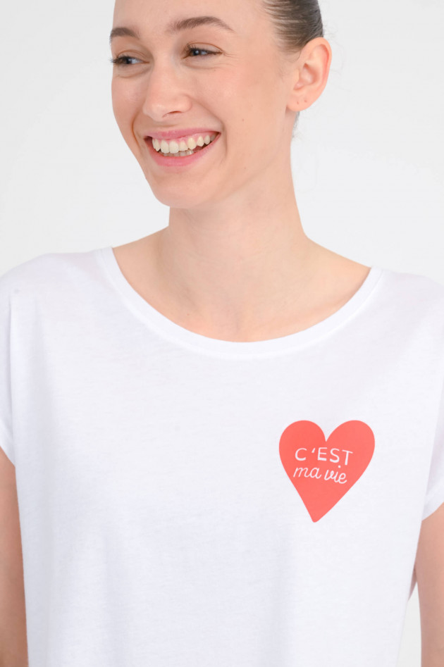 Juvia T-Shirt SARA mit Herz-Print in Weiß/Rot