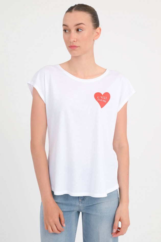 Juvia T-Shirt SARA mit Herz-Print in Weiß/Rot