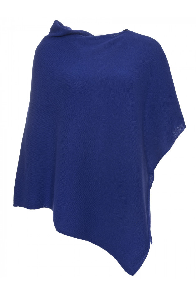 Grüner Kaschmirponcho in Blitzblau