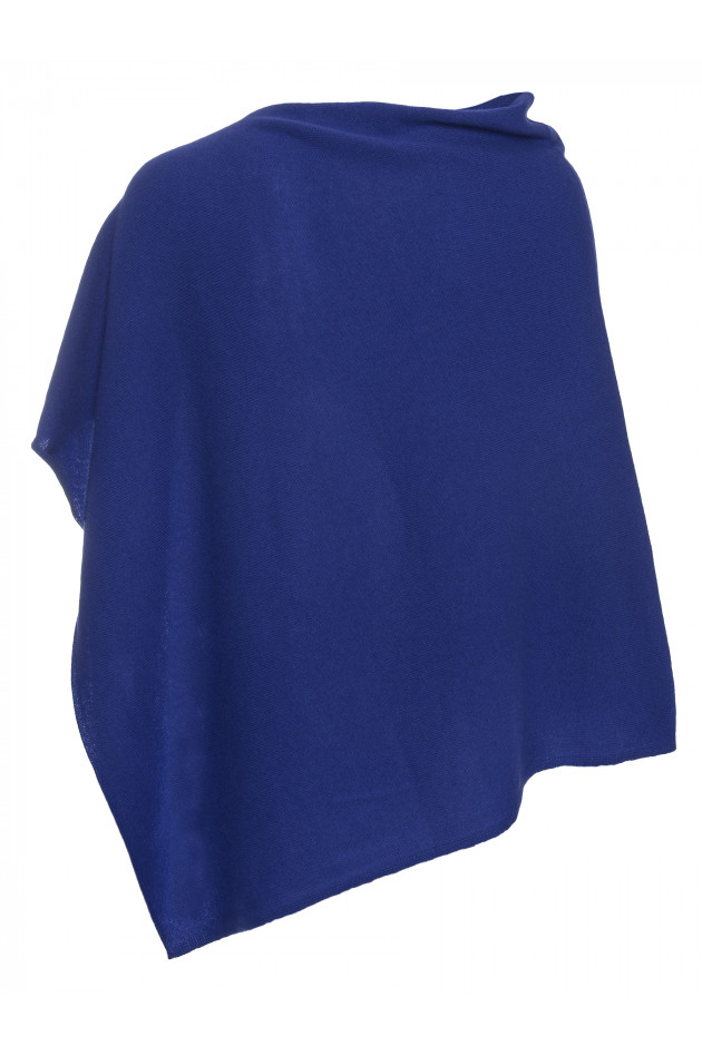 Grüner Kaschmirponcho in Blitzblau