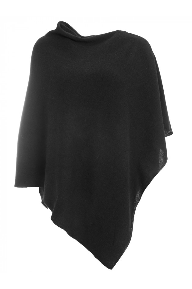 Grüner Kaschmirponcho in Schwarz