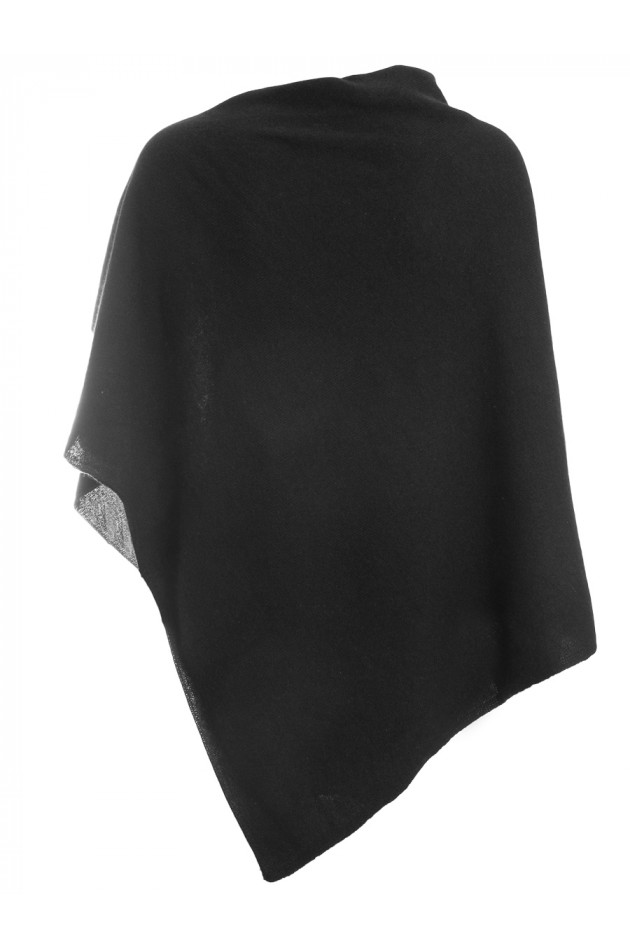 Grüner Kaschmirponcho in Schwarz