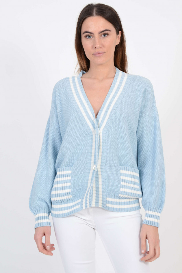 Kash Oversized Strickwetse in Hellblau/Weiß