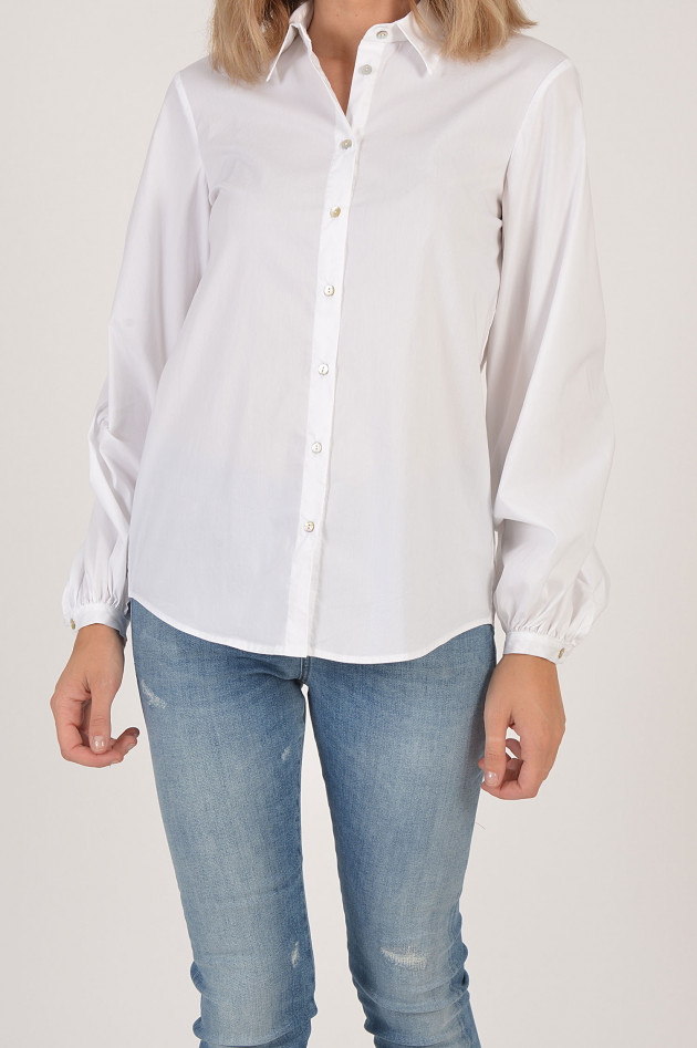 La Camicia Bluse mit Puffärmel in Weiß