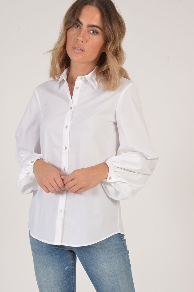 La Camicia Bluse mit Puffärmel in Weiß