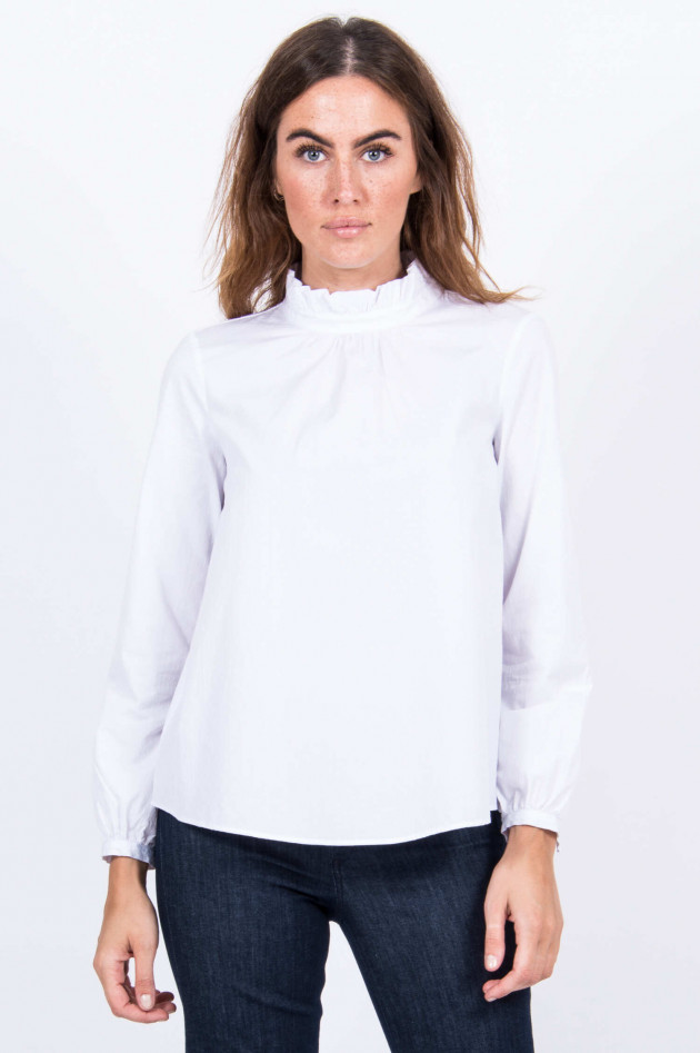 La Camicia Bluse mit Rüschenkragen in Weiß
