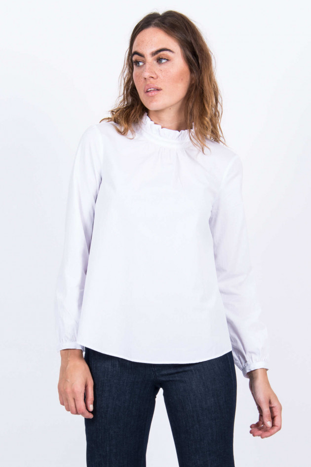 La Camicia Bluse mit Rüschenkragen in Weiß